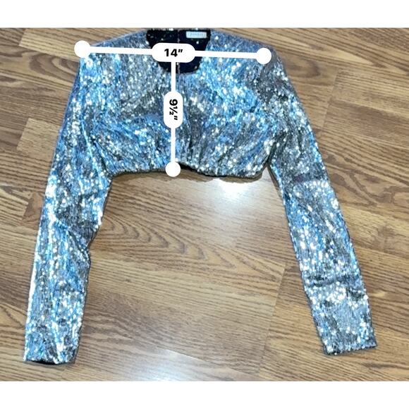 DANIELE CARLOTTA Sequin Crop Top in silver size 38 - Picture 6 of 12